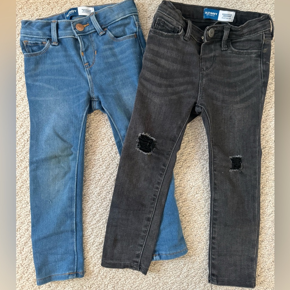 Old Navy toddler skinny jeans blue and faded black 3T